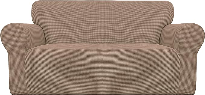 Easy-Going Stretch Oversized Loveseat Couch Covers Washable Camel | 1-Piece by Easy-Going