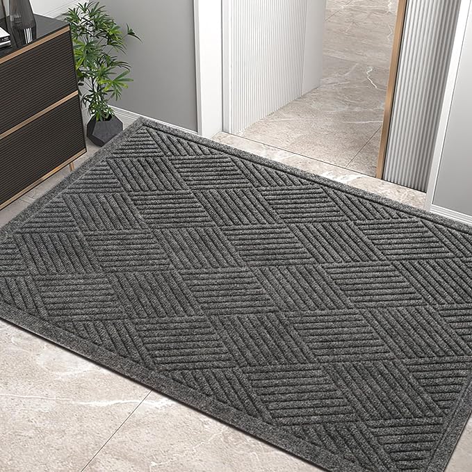 Sturdy Front Door Mat, Absorbent Muddy Dirt Resist Welcome Door Mats Outdoor by HIYARD