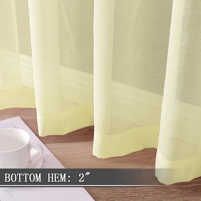 Tollpiz Sheer Tier Curtains Kitchen Linen Textured Half Curtain Sheers Light - Image 4