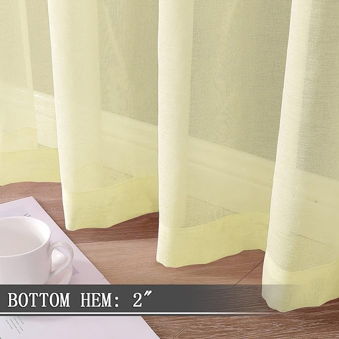 Tollpiz Short Sheer Curtains Living Room Linen Textured Curtain Sheers Light - Image 4