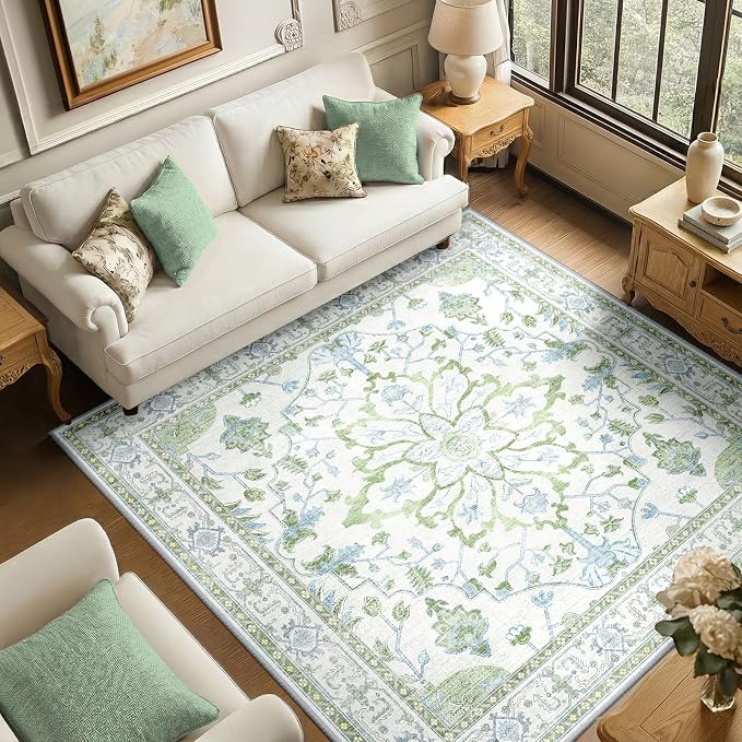 RELEANY Washable Area Rug, Square 6'x6', Water Repellent, Pet Friendly by RELEANY