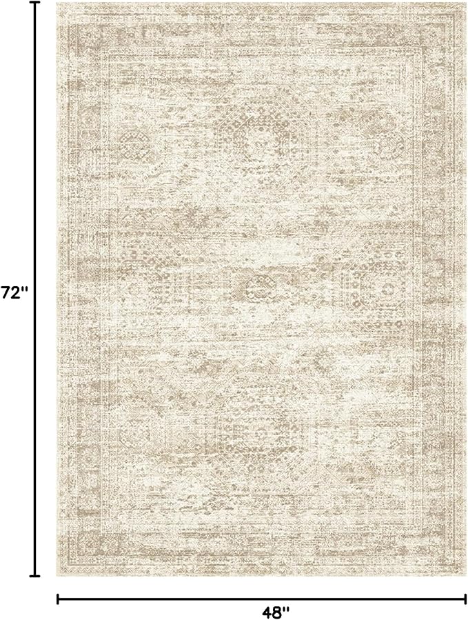 Soalmost 4x6 Area Rug for Living Room, Washable Rugs Non-Slip, Thin Foldable - Image 2