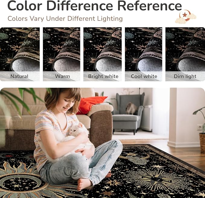 Vacuum-Friendly, Round 4ft Washable Area Rug - Image 6