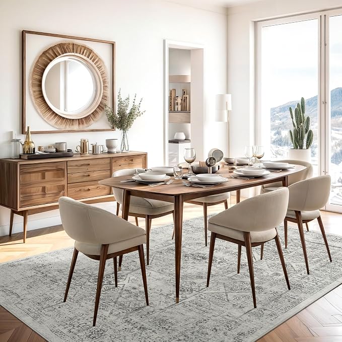 Soalmost 6x9 Area Rug for Living Room Washable Non-Slip Rugs Light Gray | - Image 8
