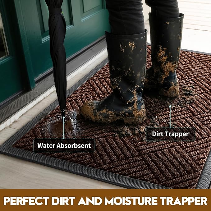 Front Door Mat, Heavy Duty Waterproof Doormat 61.5"x36", Stain Fade Resistant - Image 2