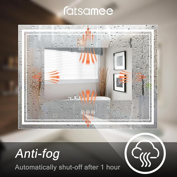 30x30 Inch Led Mirror for Bathroom with Front Light and Backlit, Dimmable Anti Fog Wall Bathroom Mirror with Led Lights, Water Proof, Decor Vanity Mirror