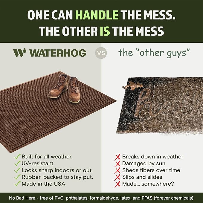 WaterHog Squares Front Door Mat Indoor Outdoor Entrance, All-Weather Mats | - Image 5