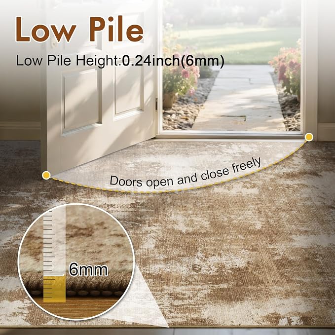 2x6 Ft Washable Runner Rug, Non-Slip Low Pile Hallway Kitchen Area Rug - Image 7