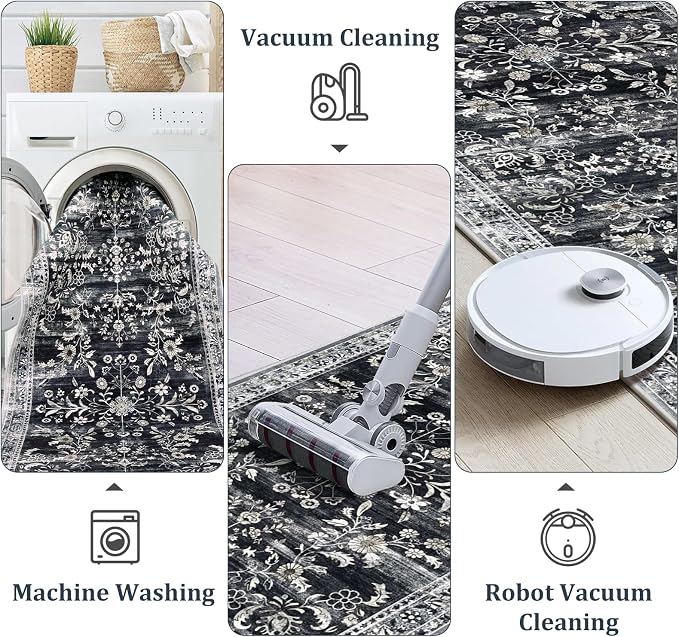 Yamaziot 2x6 Washable Hallway Runner Rug Non Slip Floral Carpet, Stain Resistant - Image 5