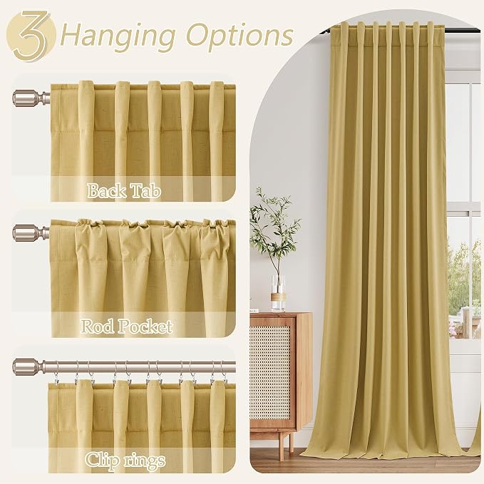 100% Blackout Curtains 90 Inch Length 2 Panels Set - Image 6