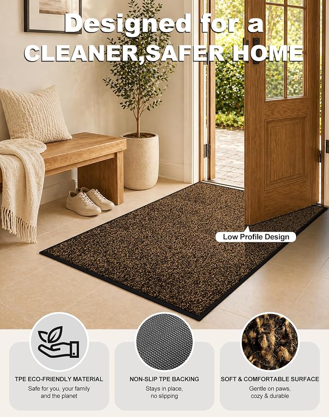 Super Absorbent Front Door Mat, Non-Slip Washable Indoor Doormats, Low Profile - Image 4