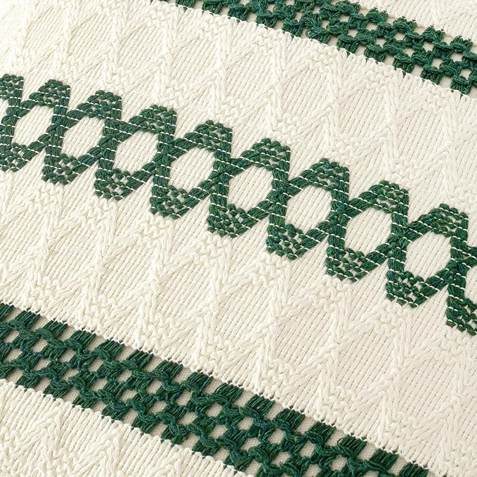 MIULEE Set of 2 Dark Green Boho Decorative Lumbar Pillow Covers 12x20 Inch | - Image 4