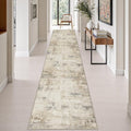 2.6x14 Washable Runner Rug:Modern Abstract Soft Carpet Beige Brown | by FXRHLP
