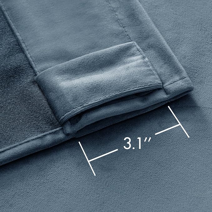 MIULEE Velvet Curtains 52x84 inches 2 Panels Stone Blue Blackout Curtains | - Image 3