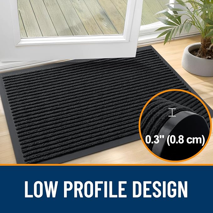 OLANLY 2-Pack Front Door Mats 71x23, Waterproof Heavy-Duty Doormats | Black - Image 4