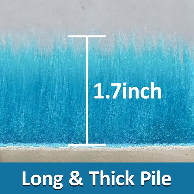 3ft Small Round Blue Rug, Thick Furry Fluffy Carpet - Image 2