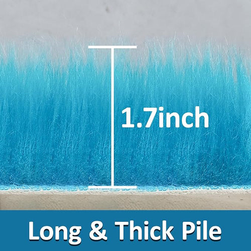 1.3ft Small Round Blue Rug, Thick Furry Fluffy Carpet - Image 2
