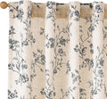 Black Vintage Floral Linen Curtains Farmhouse 38W X 84L 2 Panels | Elisa Series by Lazzzy