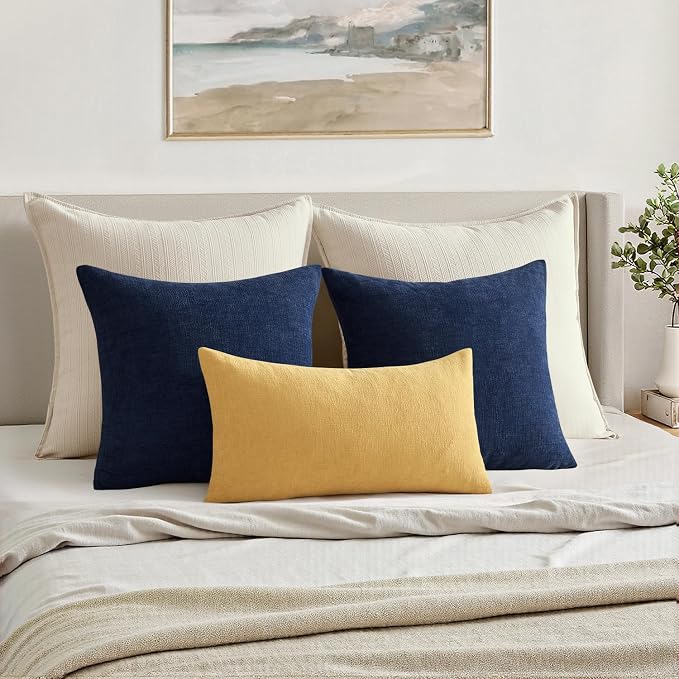 MIULEE Gold Chenille Couch Lumbar Throw Pillow Covers, 12x20 | Set of 2 - Image 4