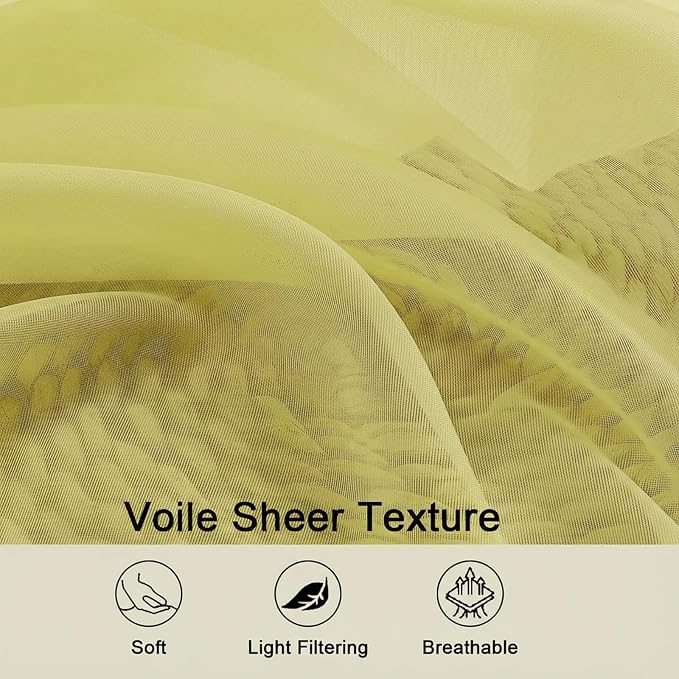 Sheer Curtains 63 Inch Length 2 Panels Set - Image 3