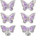 Butterfly Cabinet Knobs,6 Pieces Butterfly Knobs Single Hole Pulls Handles Decorative Door Cabinet Drawer Cupboard Furniture Door Wardrobe (Purple)