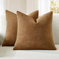 MIULEE Bronze Chenille Couch Throw Pillow Covers, 18x18 | Set of 2, Farmhouse by MIULEE