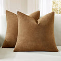 MIULEE Bronze Chenille Couch Throw Pillow Covers, 20x20 | Set of 2, Farmhouse by MIULEE
