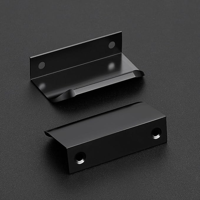 Ravinte Hardware 20 Pack Black Cabinet Handles, 3 Inch (76mm) Finger Edge Pulls, 2 Inch Hole Center, Finger Pulls for Cabinets