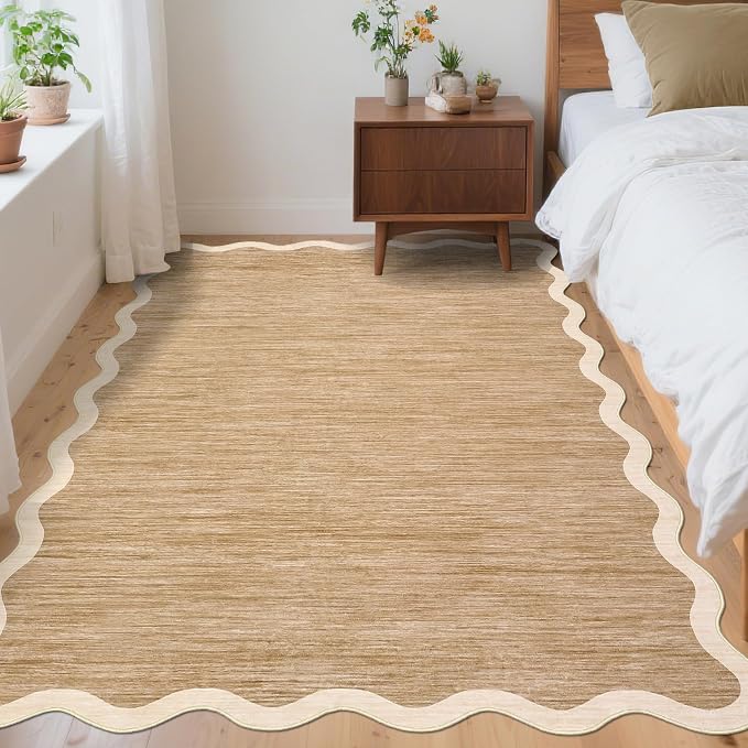 GarveeHome Scalloped Washable Area Rug 4x6 Small Entryway Rug Non Slip | Modern - Image 3