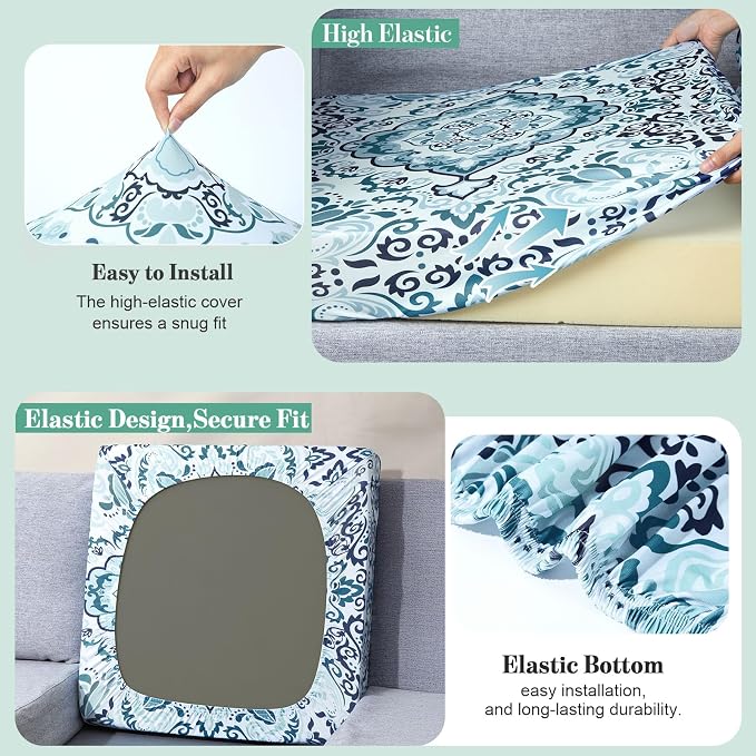8Pcs Patio Cushion Covers Stretch Outdoor Furniture Protector Slipcovers | - Image 4