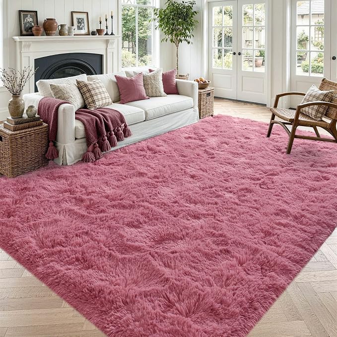 5x7 Blush Fluffy Soft Area Rug Non-Slip by ModernHomeDecor