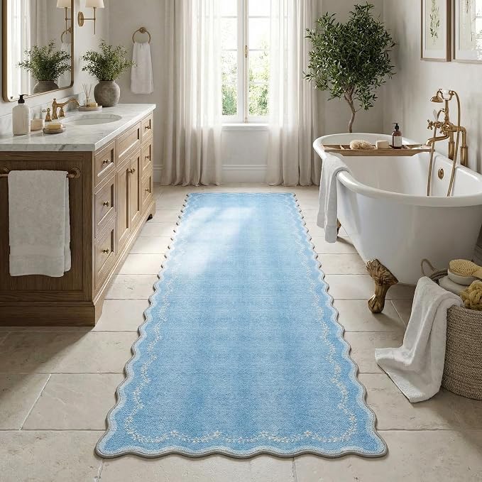 GarveeHome 2.5x8 Scalloped Washable Runner Rug Non Slip Hallway Kitchen Rug | - Image 8