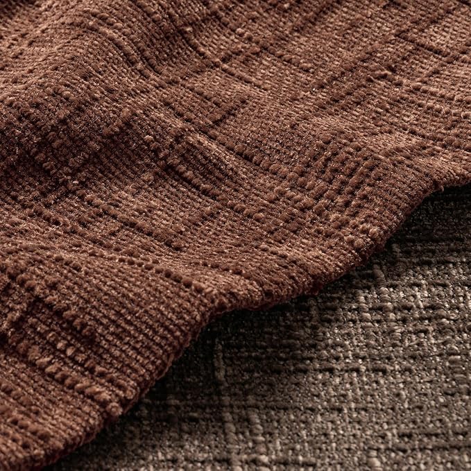MIULEE Chenille Textured Throw Pillow Covers Terracotta 20x20 Set of 2 | Slubby - Image 7