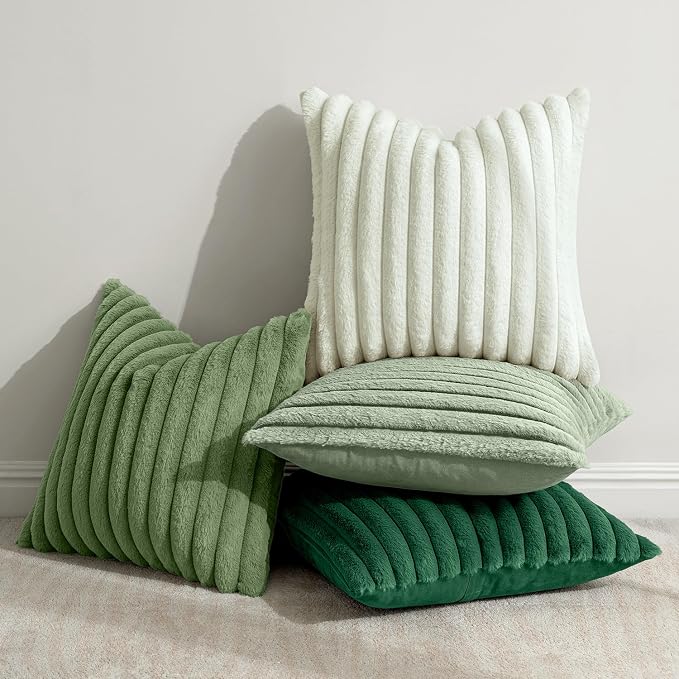 MIULEE Faux Fur Plush Decorative Throw Pillow Covers 20x20, Soft Modern Cozy - Image 4
