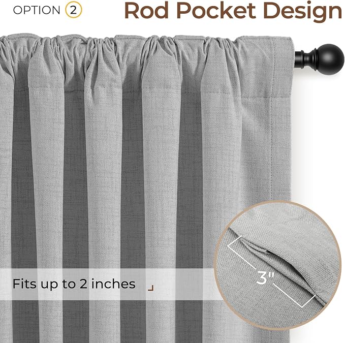 INOVADAY 100% Blackout Linen Curtains - Image 4