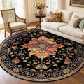 RELEANY Washable Area Rug, Round 6ft, Water Repellent, Pet Friendly, Vintage by RELEANY