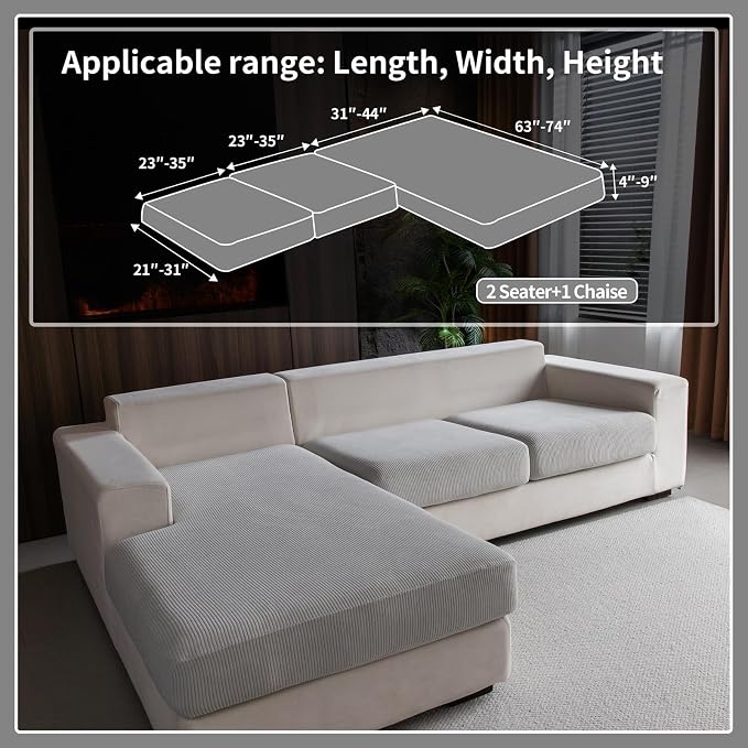 OHSIO Sectional Couch Covers, Wear Resistant Stretch Sofa Covers Washable Soft - Image 2