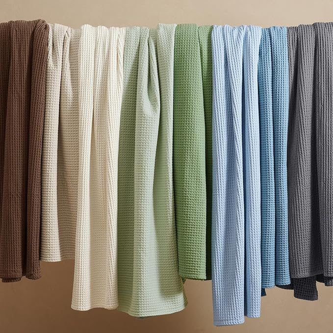 PHF 100% Cotton Waffle Weave Blanket King Size for Bed,Snag Proof Lightweight Breathable Moisture-wicking Throw for Couch,Great for Layering in Cold Weather,Machine Washable,Home Decor Gift-Cappuccino