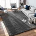 8x10 Fluffy Shag Area Rugs for Living Room Bedroom: Soft Plush Carpet Grey | by CarpetAddColortoYourLife