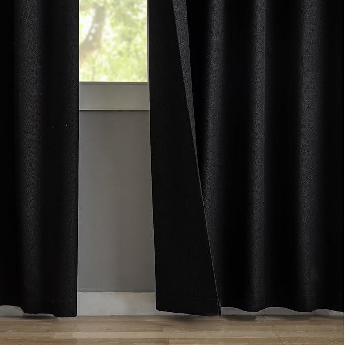 KangBang Pinch Pleated Blackout Curtains 95 Inches Long for Sliding Glass Door, 60” Wide Pinch Pleat Curtains for Living Room 2 PCs, Room Divider Elegant Modern Home Decor(60Wx95L, Black)