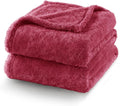 Exclusivo Mezcla Plush Fuzzy Fleece Bed Blanket Queen Size, Super Soft, Fluffy and Warm Blankets Suitable for All Seasons (Deep Red, 90x90 Inches)