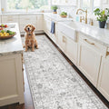 Grey Floral Hallway Runner Rug 2x8 by WelcometoBabovid
