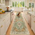 RELEANY Washable Area Rug, Runner 2'x10', Brick/Brown/Green | Non-Slip by RELEANY