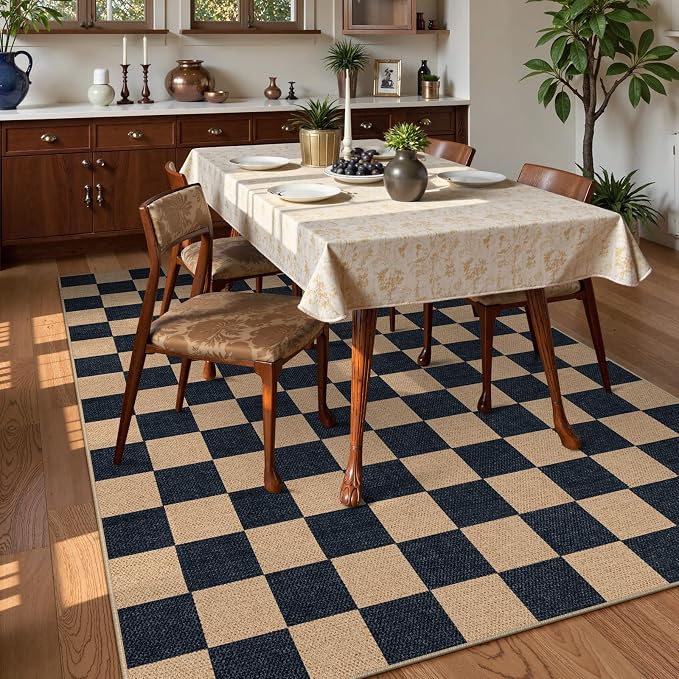 Lahome Checkered Easy Jute 6x9 Area Rugs, Outdoor Patio Rug Washable | - Image 8