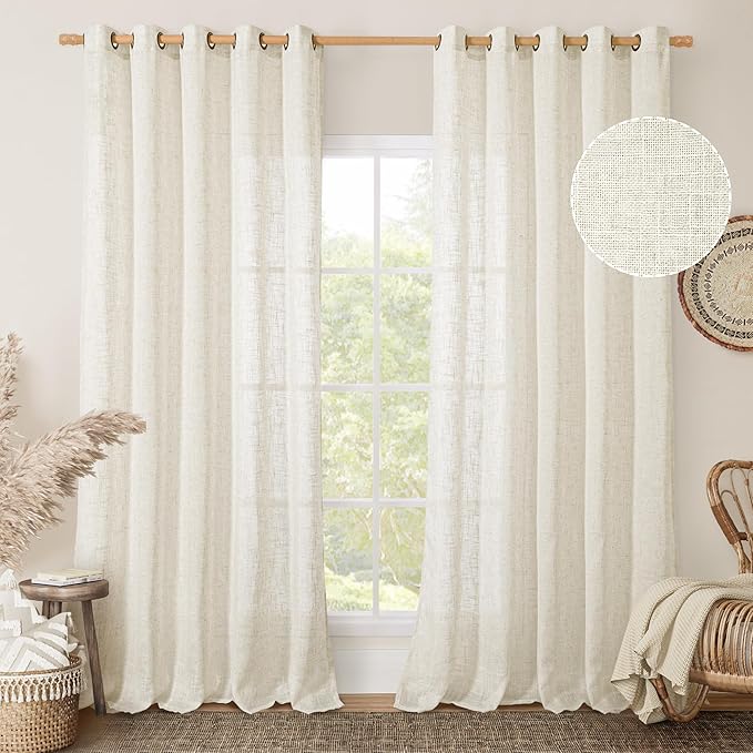 Natural Linen Curtains 84 Inches Long by LAMIT