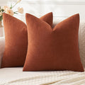 MIULEE Fall Rust Chenille Couch Euro Throw Pillow Covers, 22x22 | Set of 2 by MIULEE