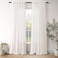 Ivory White Linen Curtains for Living Room 100 Inches Long Light Filtering Semi by Nanspring