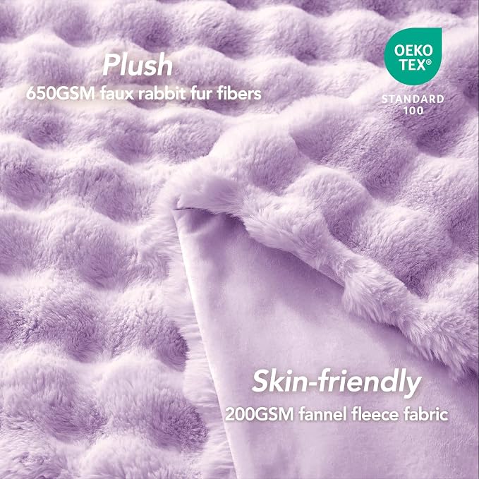 L'AGRATY Faux Rabbit Fur Throw Blanket - Image 5