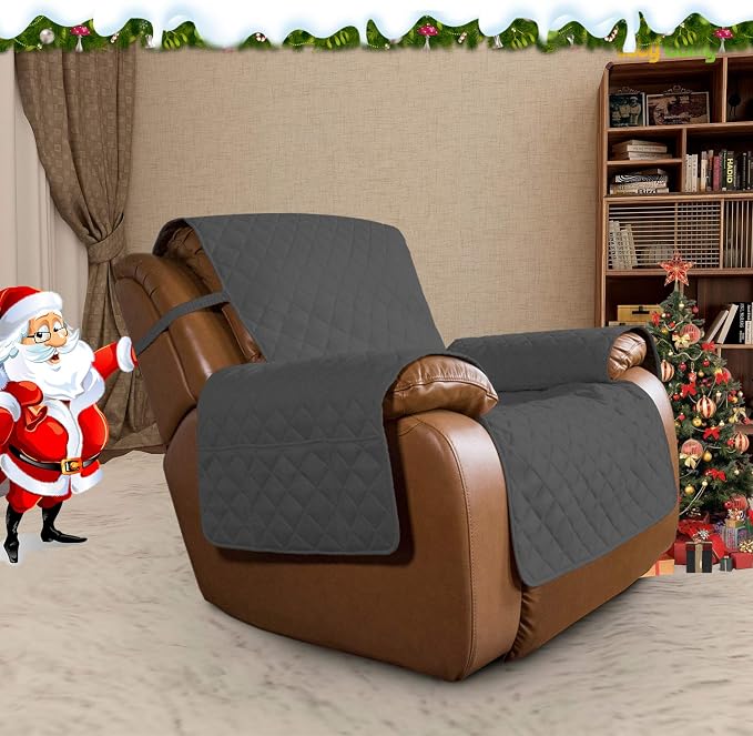 Easy-Going Reversible Couch Cover, Oversized Recliner, Darkgray/Beige | Machine - Image 2