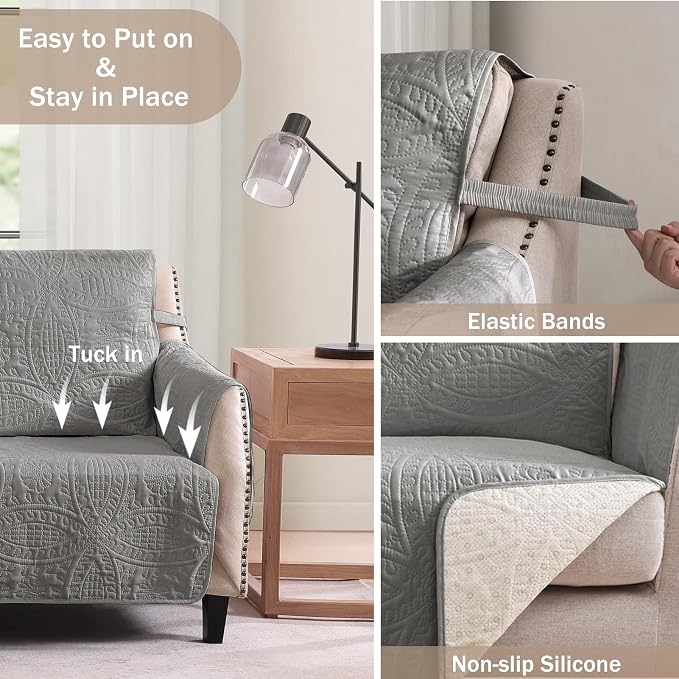 Quilted Grand Sofa Covers Washable, Couch Cover - Image 4